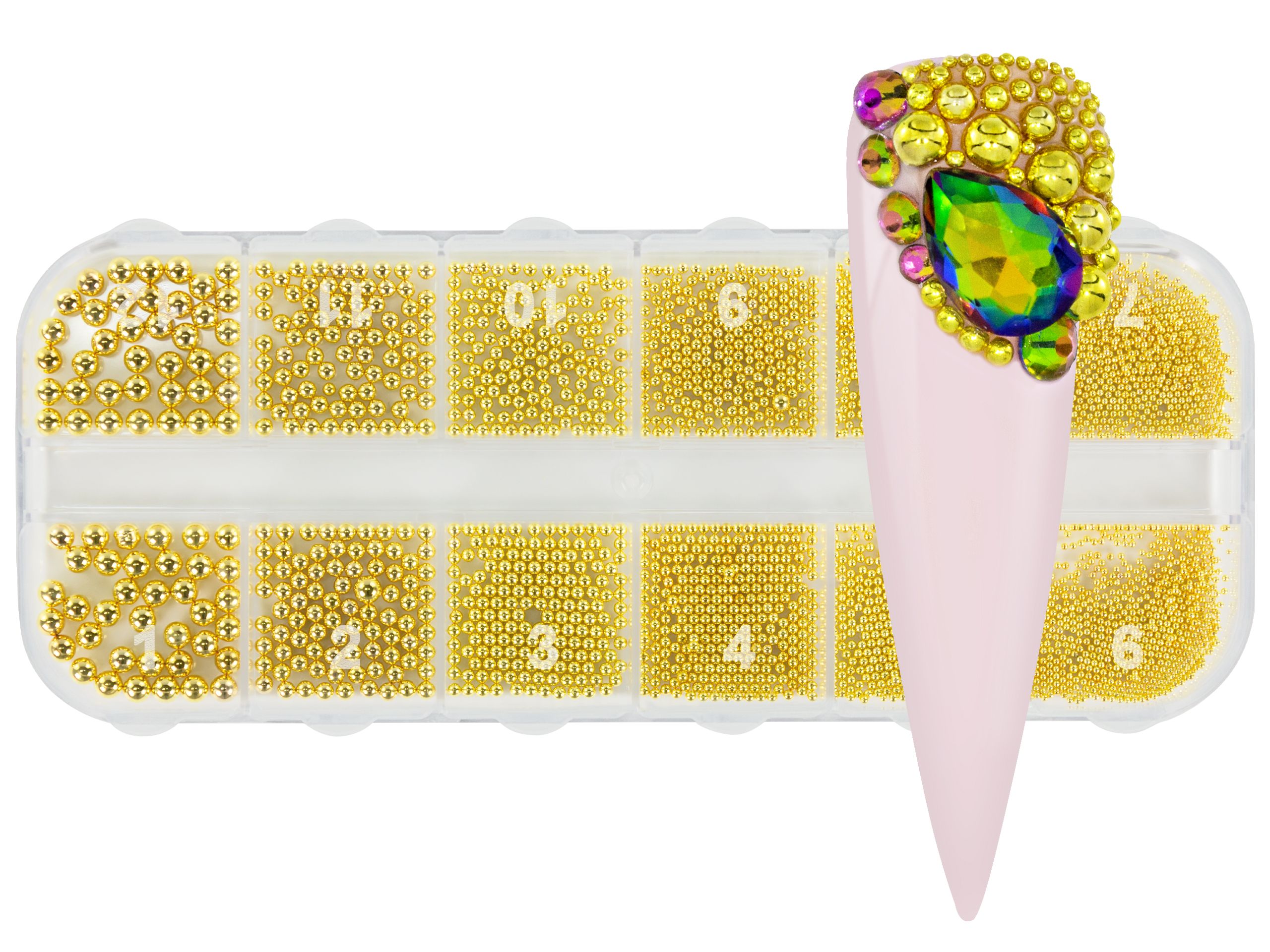 Nailart Perlen Box Gold – Funkelnde Perlen Für Nageldesign & 3D-Optik