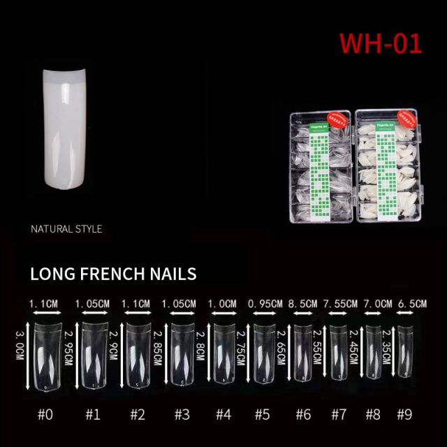 Kynsitipit Long French Nails WH01 Natural 500 kpl