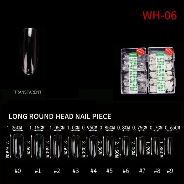 Kynsitipit Long Round WH06 Clear 500 kpl