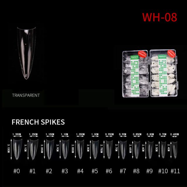Kynsitipit French Spikes WH08 Clear 500 kpl