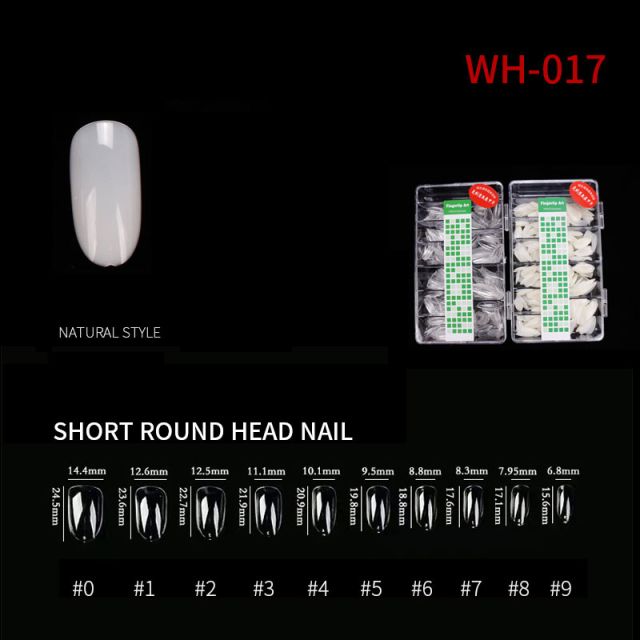 Kynsitipit Short Round WH17 Natural 500 kpl