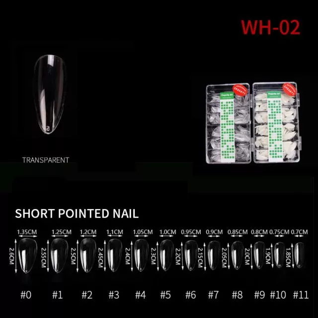 Kynsitipit Short WH02 Clear 500 kpl