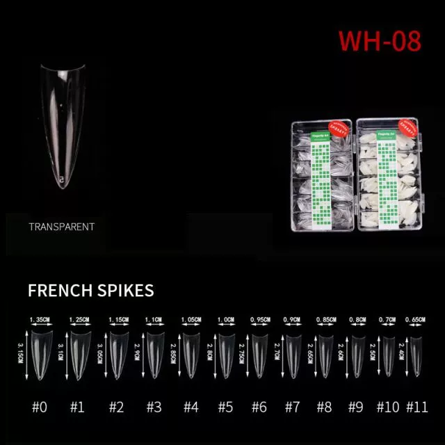 Kynsitipit French Spikes WH08 Clear 500 kpl