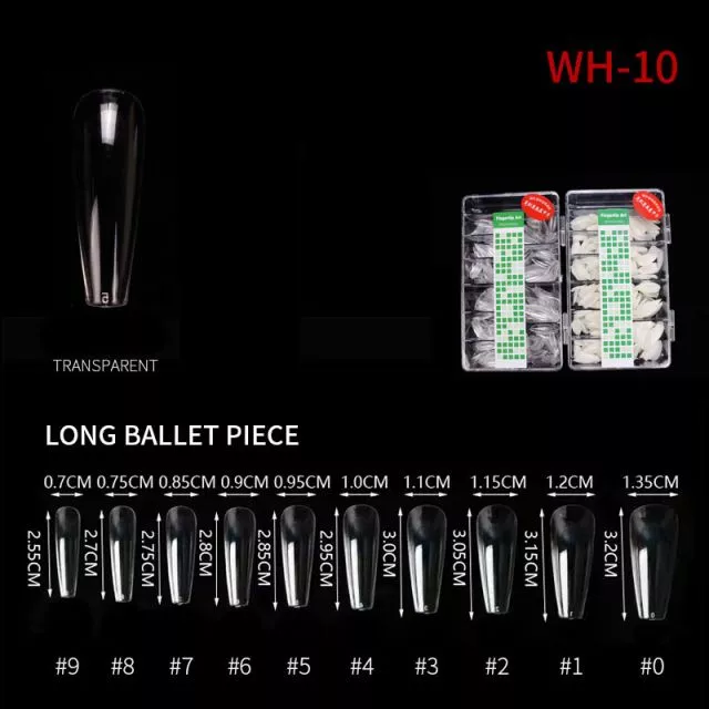 Kynsitipit Ballerina WH10 Clear 500 kpl