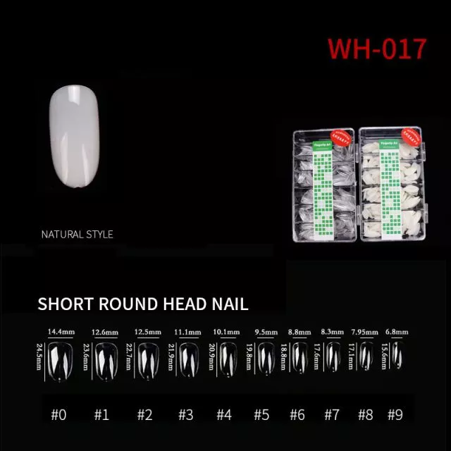 Kynsitipit Short Round WH17 Natural 500 kpl