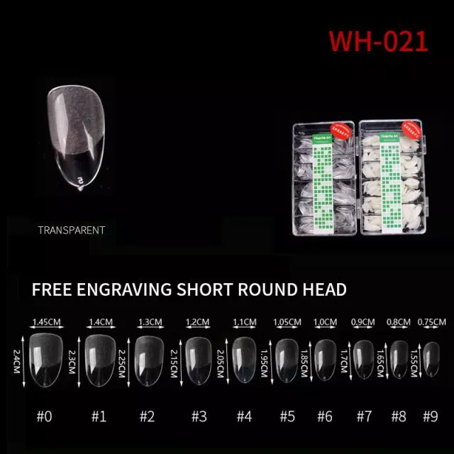 Kynsitipit Short Round WH21 Clear 500 kpl