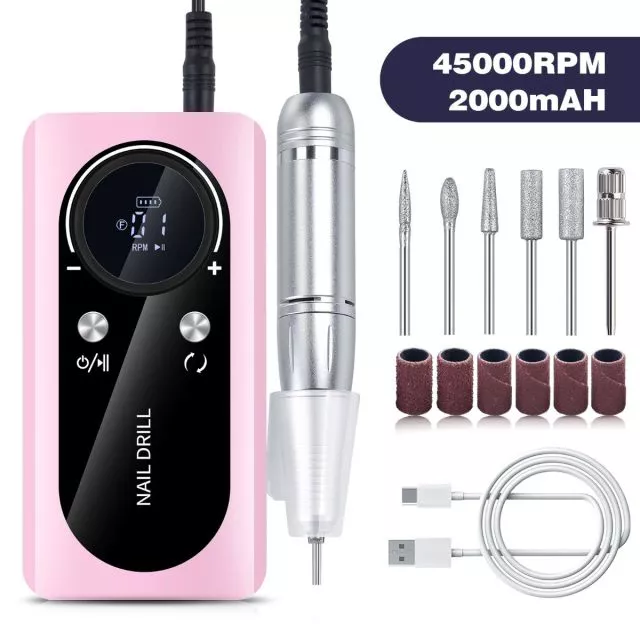 Ladattava ja Kannettava Kynsipora 45000rpm M2/Pink