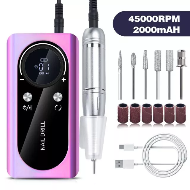 Ladattava ja Kannettava Kynsipora 45000rpm M2/Purple