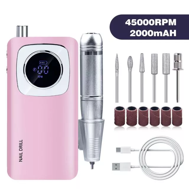 Ladattava ja Kannettava Kynsipora 45000rpm M4/Pink