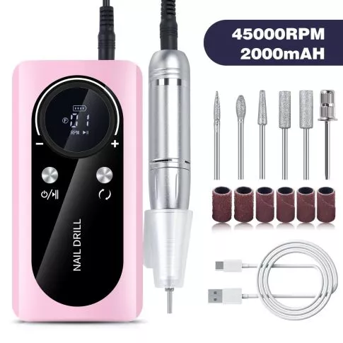 Ladattava ja Kannettava Kynsipora 45000rpm M2/Pink