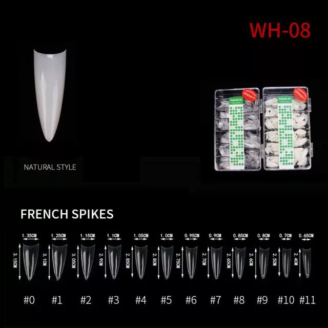 Kynsitipit French Spikes WH08 Natural 500 kpl