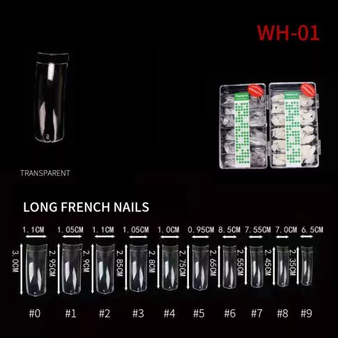 Kynsitipit Long French Nails WH01 Clear 500 kpl