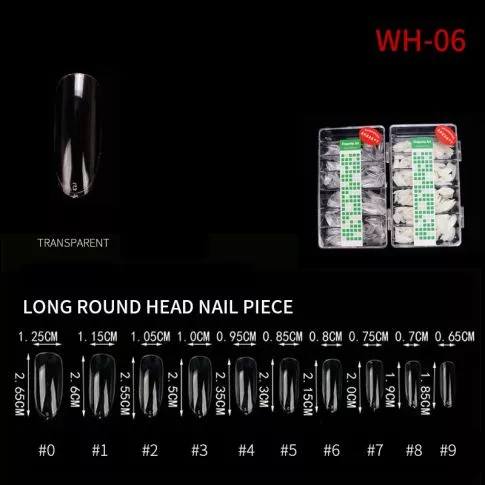 Kynsitipit Long Round WH06 Clear 500 kpl
