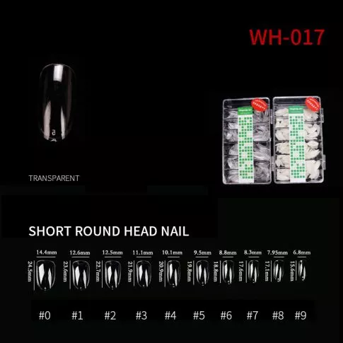 Kynsitipit Short Round WH17 Clear 500 kpl