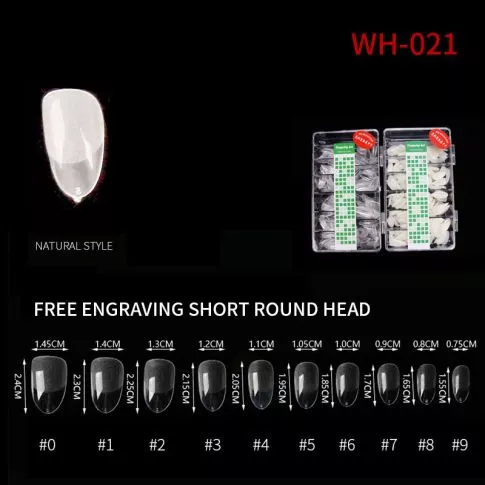 Kynsitipit Short Round WH21 Natural 500 kpl