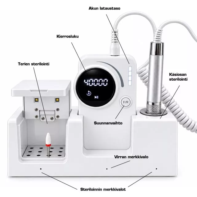 Kynsitukku Pro 870 kynsipora 40000 rpm desinfioinnilla