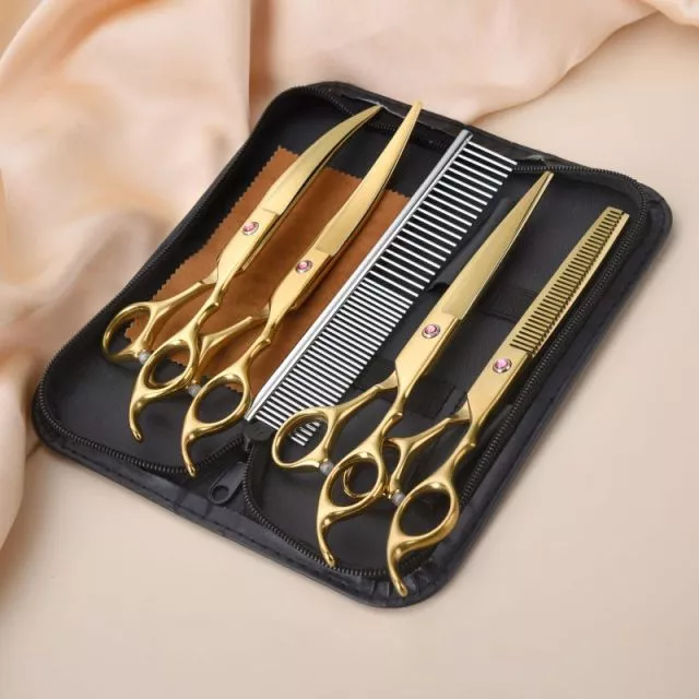Professional Pet Grooming Scissors Kit Gold