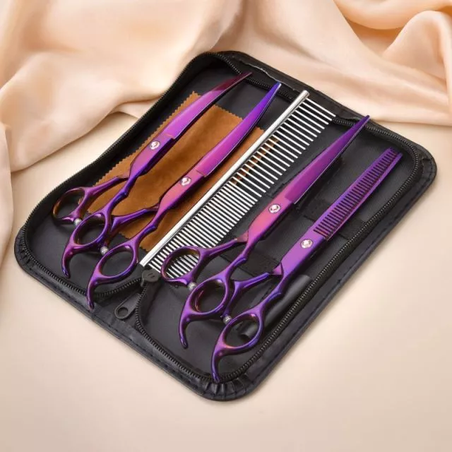 Professional Pet Grooming Scissors Kit Purple