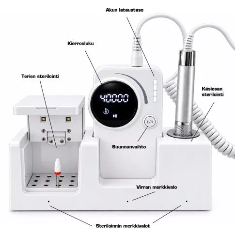 Kynsitukku Pro 870 kynsipora 40000 rpm desinfioinnilla